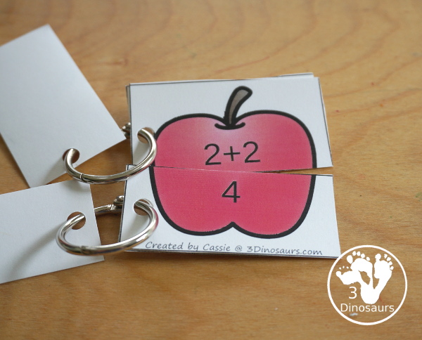 Free Apple 2 Piece Addition Matching Puzzles - Addition 1 to 10 - You have matching puzzles for all the ways to add up to numbers 1 to 10 - 3Dinosaurs.com