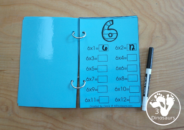 Free Multiplication Wall Cards: Two Types - You have a set of multiplication wall cards filled out and multiplication wall cards that have answer blank - 3Dinosaurs.com