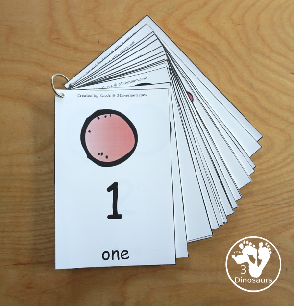 Free Number Wall Cards 1 to 20 - you have number wall cards that are great for PreK and kindergarten with a fun gumball themed with number digit and number word on the cards - 3Dinosaurs.com