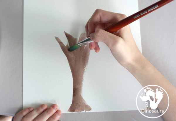 Paper Roll Stamped Fall Tree - An Easy Fall Painting that kids can do in a few easy steps - 3Dinosaurs.com