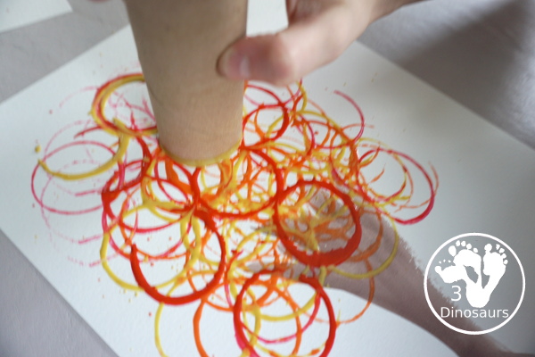 Paper Roll Stamped Fall Tree - An Easy Fall Painting that kids can do in a few easy steps - 3Dinosaurs.com
