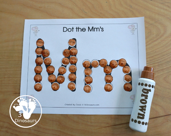 Free Romping & Roaring M Pack Letter Pack: M is for Mouse - a letter m pack that has prewriting, finding letters, tracing letters, coloring pages, shapes, puzzles and more - 3Dinosaurs.com