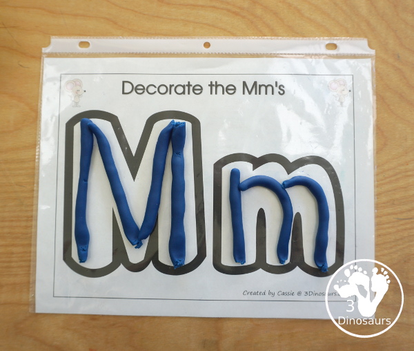 Free Romping & Roaring M Pack Letter Pack: M is for Mouse - a letter m pack that has prewriting, finding letters, tracing letters, coloring pages, shapes, puzzles and more - 3Dinosaurs.com