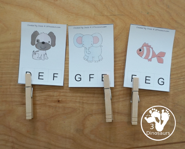 Free ABC Beginning Sound Clip Cards - all 26 letters of the alphabet with 3 letter options on each clip card. - 3Dinosaurs.com