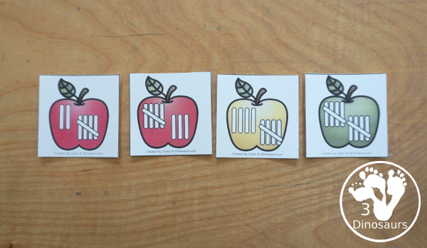 Free Apple Number Sense for Kids: Numbers 1 to 10 with apple tree for sorting and apples to sort to the trees with number sense for tally marks, dominos, ten frames, and dice - 3Dinosaurs.com