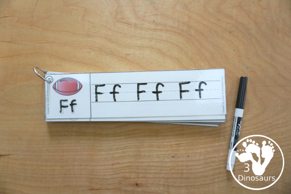 Free Football ABC Tracing Strips - with uppercase and lowercase together. You have fun kids with a Football- plus you can see an example of how to trace the letters - 3Dinosaurs.com