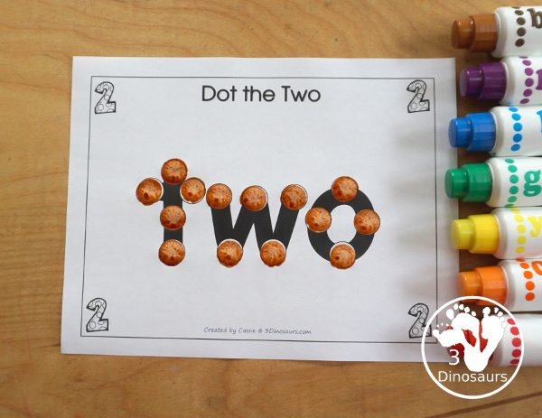 Free Romping and Roaring Number 2 Pack - with number 2 worksheets, number 2 puzzles, number 2 handwriting, number 2 dot marker worksheets and more for PreK and kindergarten age kids with a bear theme.  - 3Dinosaurs.com