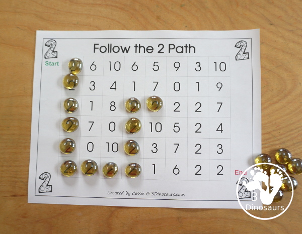 Free Romping and Roaring Number 2 Pack - with number 2 worksheets, number 2 puzzles, number 2 handwriting, number 2 dot marker worksheets and more for PreK and kindergarten age kids with a bear theme.  - 3Dinosaurs.com