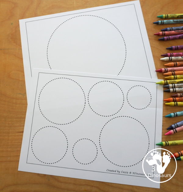 Free Circle Fine Motor Mat Printables - you have circle template circle tracing pages, circle dot marker pages and circle q-tip or cotton swab page. - 7 pages of fun fine motor fun with a circle shape theme. - 3Dinosaurs.com