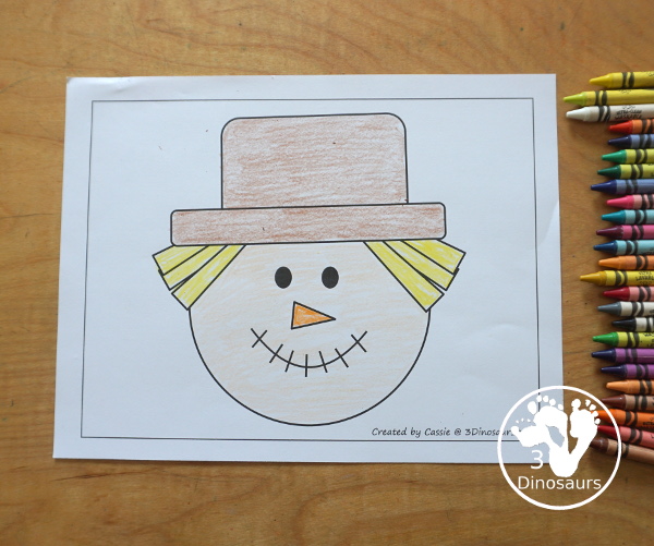 Free Scarecrow Fine Motor Mat Printables - has 5 fine motor mats with scarecrow templates, scarecrow tracing pages, and a scarecrow dot marker page. All great fine motor activities for kids in preschool, prek and kindergarten. 3Dinosaurs.com
