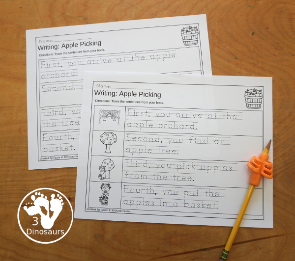 Sequencing: Apple Picking- a fun sequencing with four steps for picking apples with pictures, clip cards, order of events, easy reader books, clip card and more. 3Dinosaurs.com