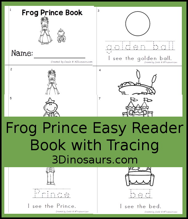 Free Frog Prince Reader Book Printable - a simple word tracing easy reader book for kids. - 3Dinosaurs.com