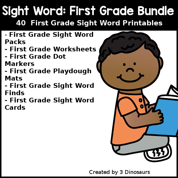 First Grade Sight Word Bundle - all the sight word printables in my store for first grade sight word list - 3Dinosaurs.com