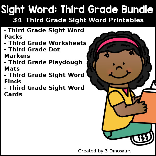 Third Sight Word Bundle - all the sight word printables in my store for third grade sight word list - 3Dinosaurs.com