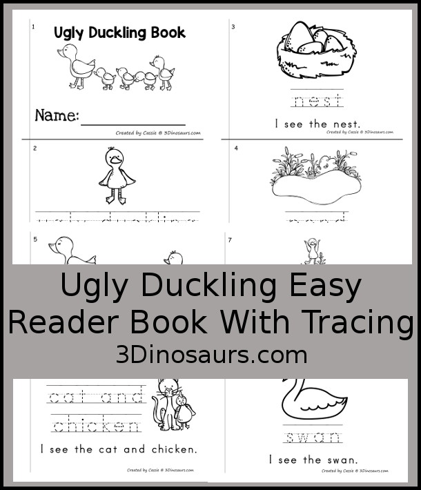 Free Ugly Duckling Reader Book Printable - a simple word tracing easy reader book for kids. - 3Dinosaurs.com