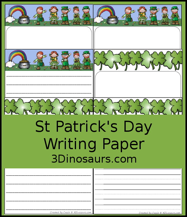 Free St Patrick's Day Writing Paper Printable - 3Dinosaurs.com